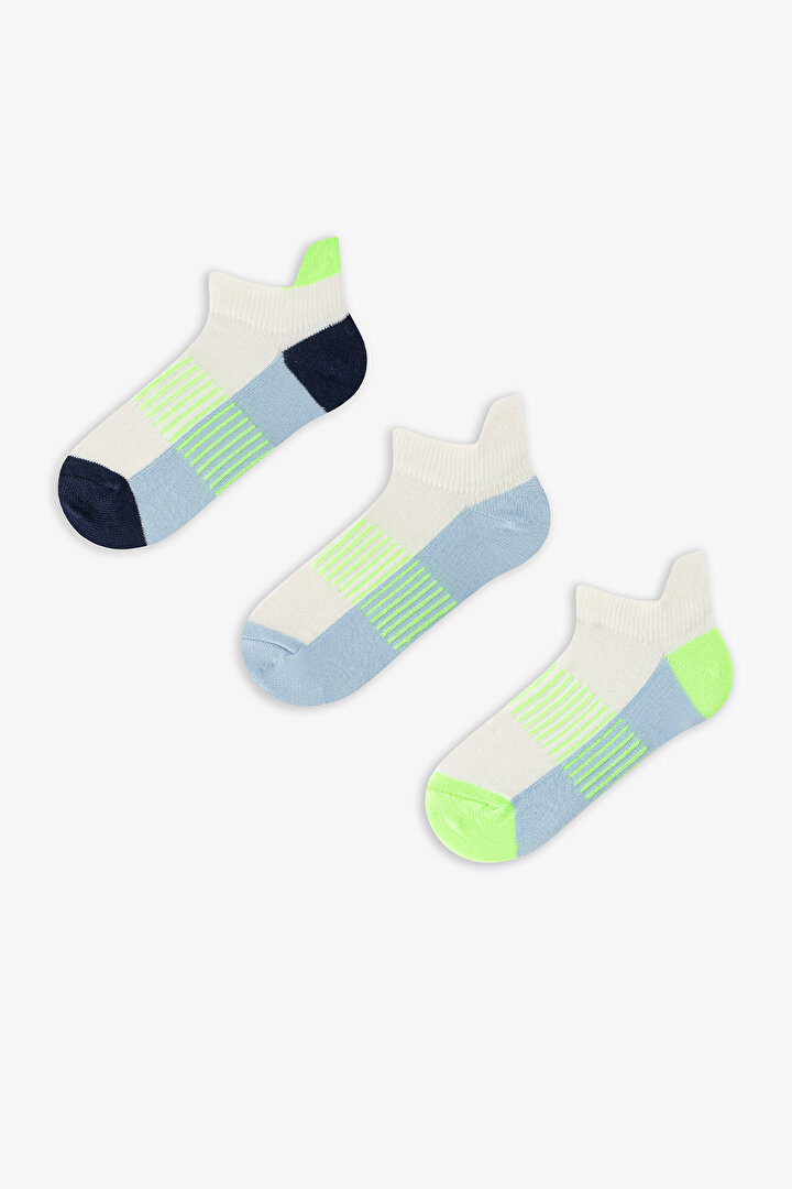 Multicolor Boys Neon Green Blue 3in1 Tab Socks - 1