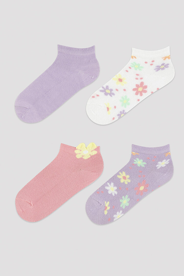 Girls Basic Floral 4in1 Liner Socks - 1