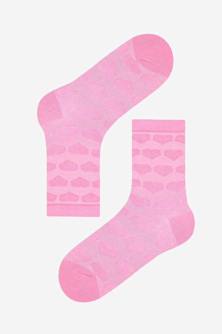 Girls Pink Heart 4in1 Multi Colour Socket Socks - 2