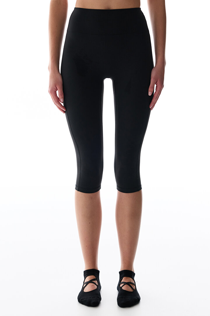 LYCRA Siyah Cream Hafif Destek Yüksek Bel Light Soft Kapri Tayt - 2