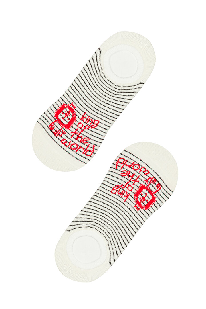 Beyaz Erkek Çocuk Siyah Çizgili Çorap - 1