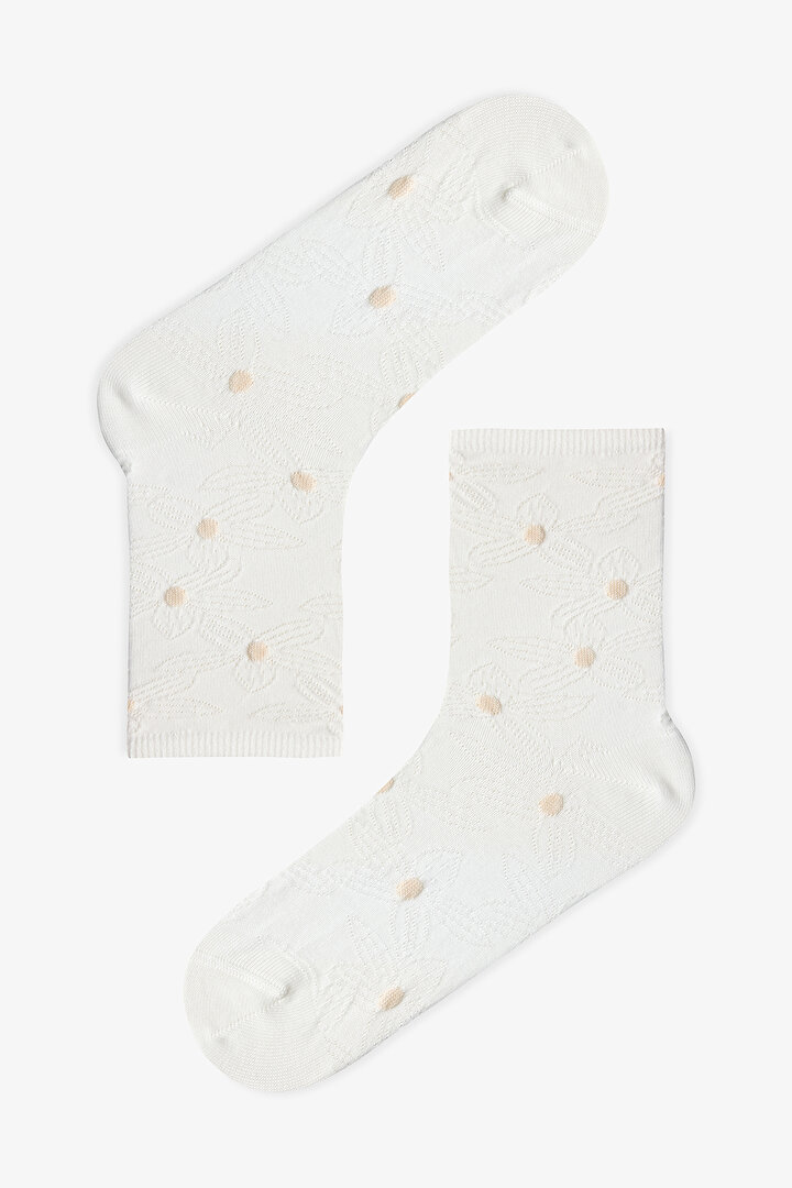 Floral Jacquard 2'li Soket Çorap - 2