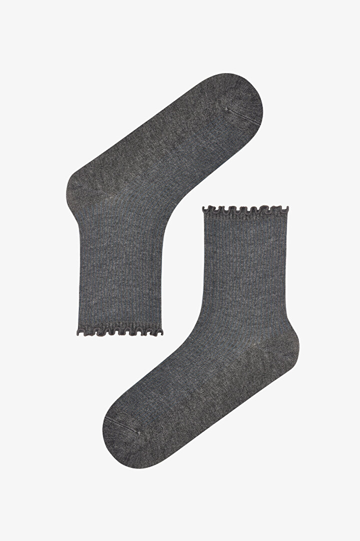 Burgundy Smoke Classy Frill 2 Pack Ankle Socks - 2
