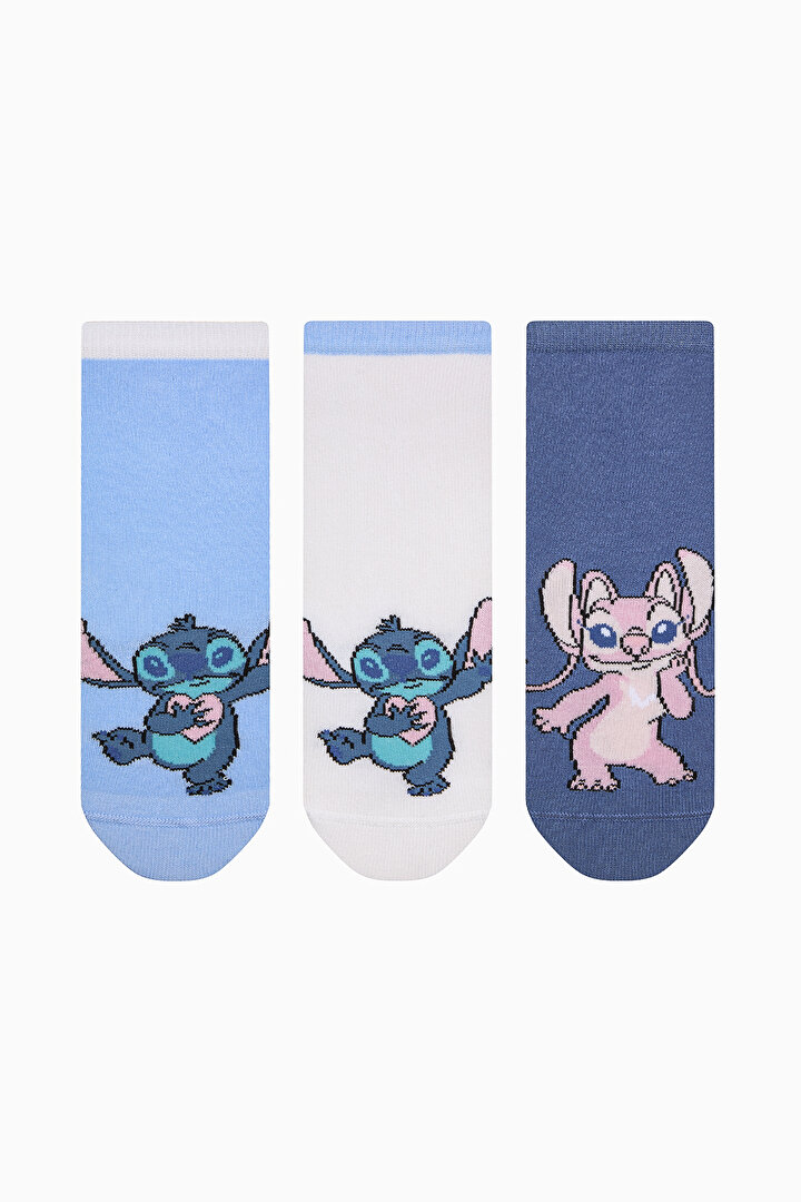 Unisex Çocuk Stitch Çok Renkli 3lü Soket Çorap - Stitch Koleksiyonu  - 1