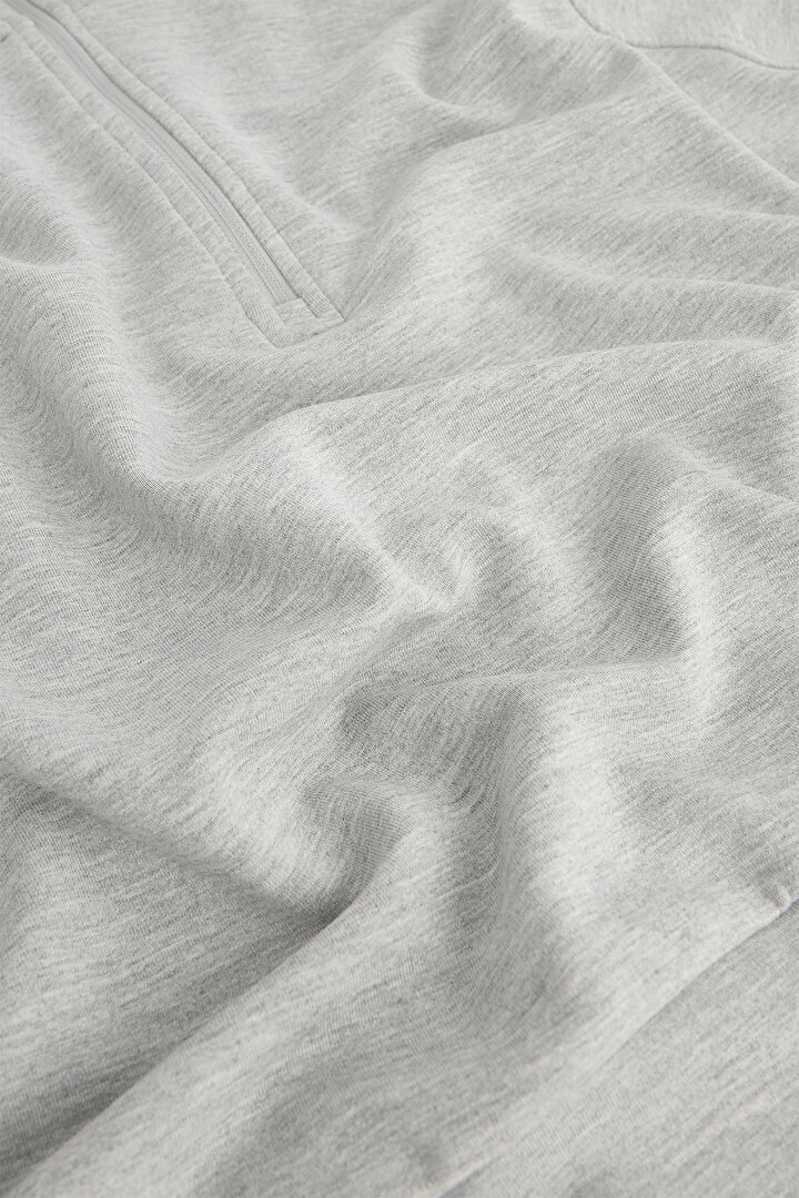 Gray Melange Modal Zipped Sweatshirt - 2