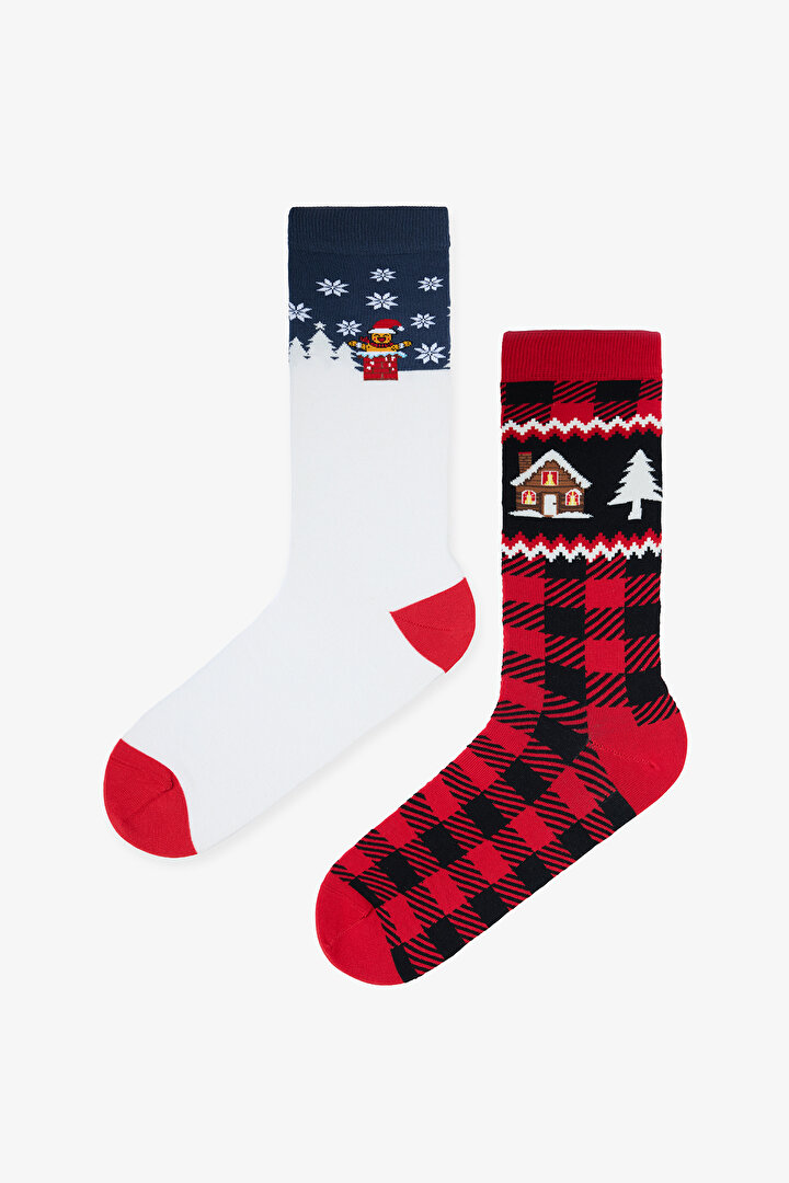 Kırmzı Erkek Gingerbread Soket Çorap - 1