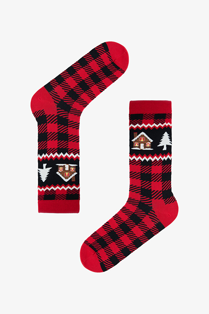 Kırmzı Erkek Gingerbread Soket Çorap - 2