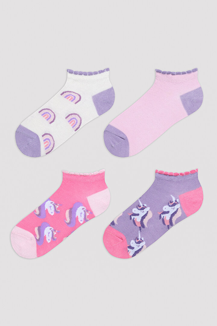 Kız Çocuk Rainbow Unicorn 4in1 Liner Socks - 1