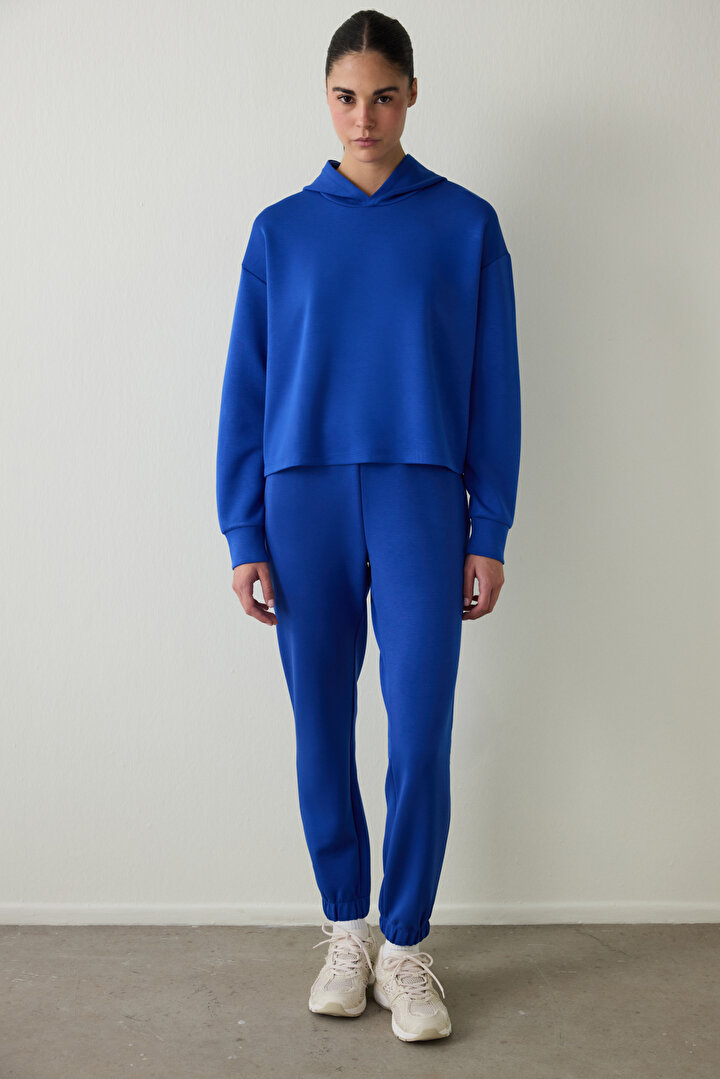 Saks Silky Feel Kapüşonlu Slogan Baskılı Sweatshirt - 1