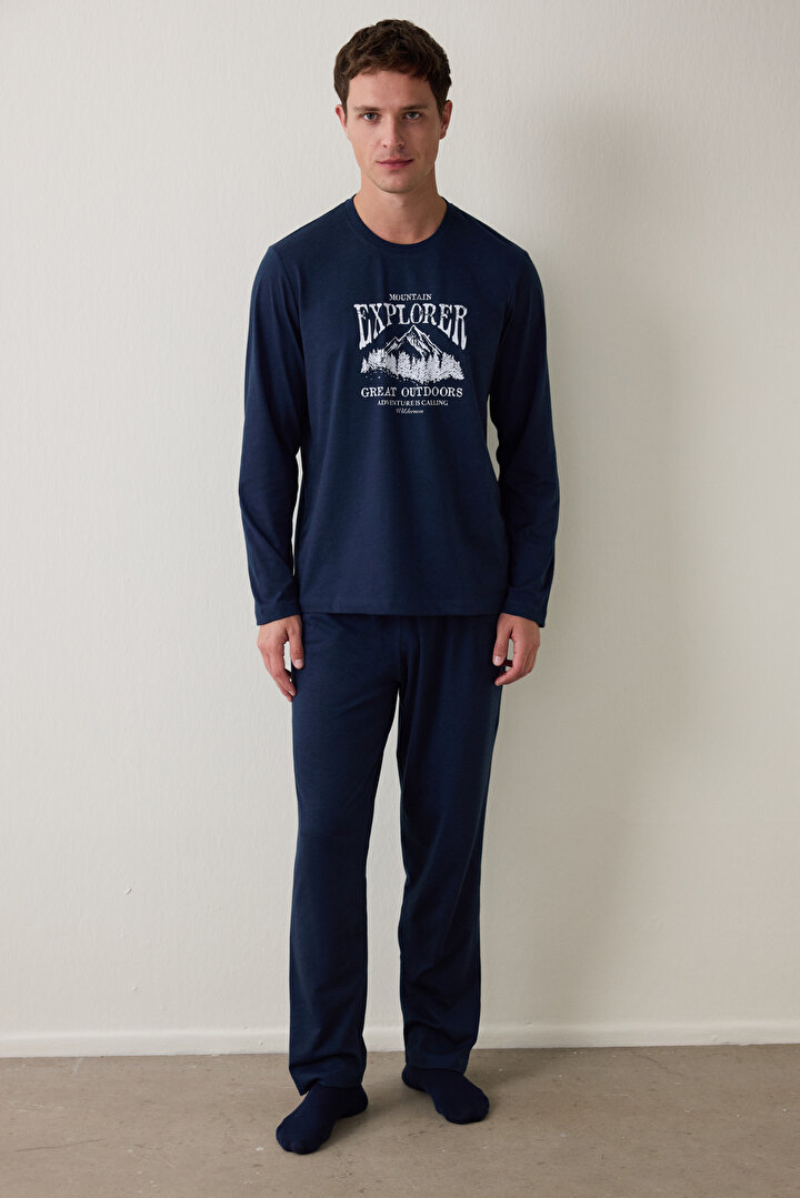 Erkek Everest Oversize Uzun Kollu Pijama Takımı - 1