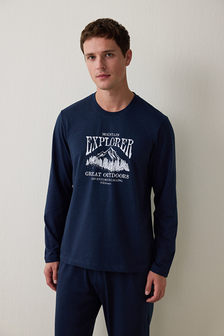 Erkek Everest Oversize Uzun Kollu Pijama Takımı - 2