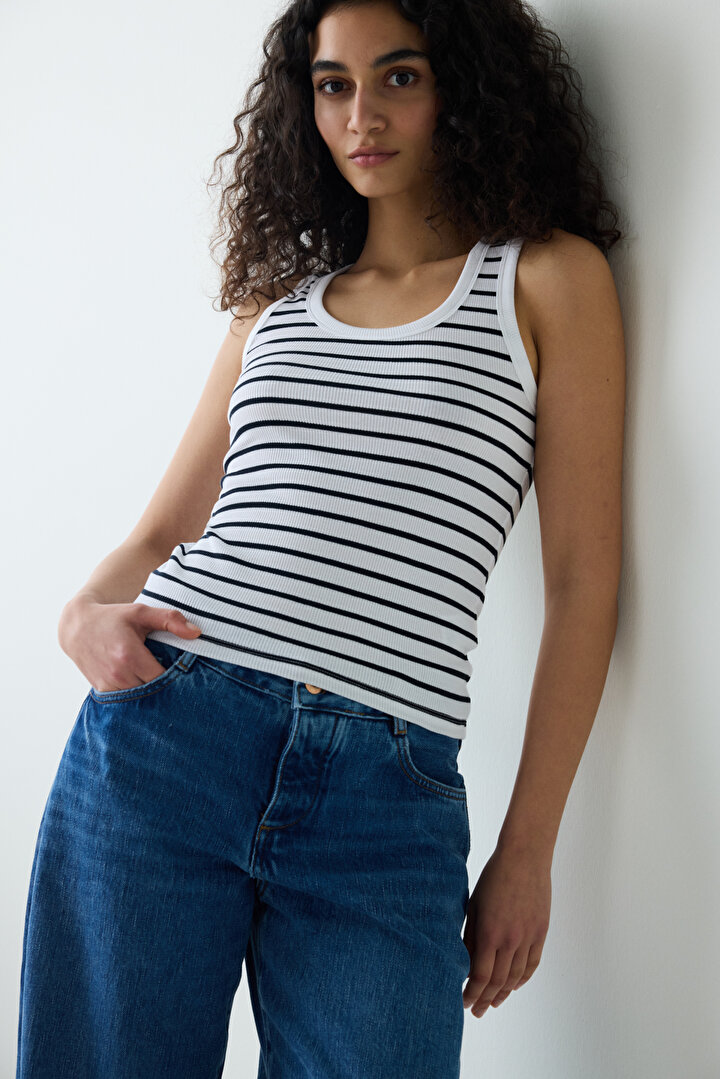 Basic Stripe Optic White Top - 1