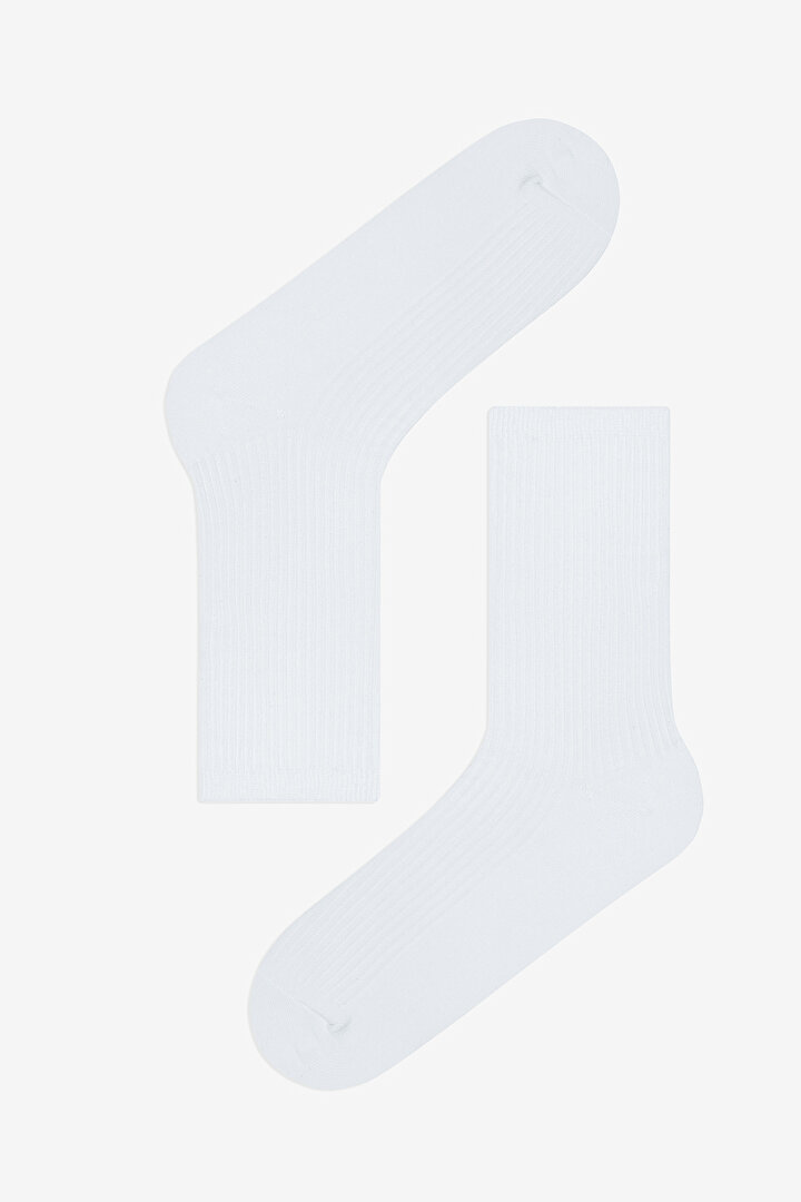 Colorful Rib White Pink 5in1 Socket Socks - 2