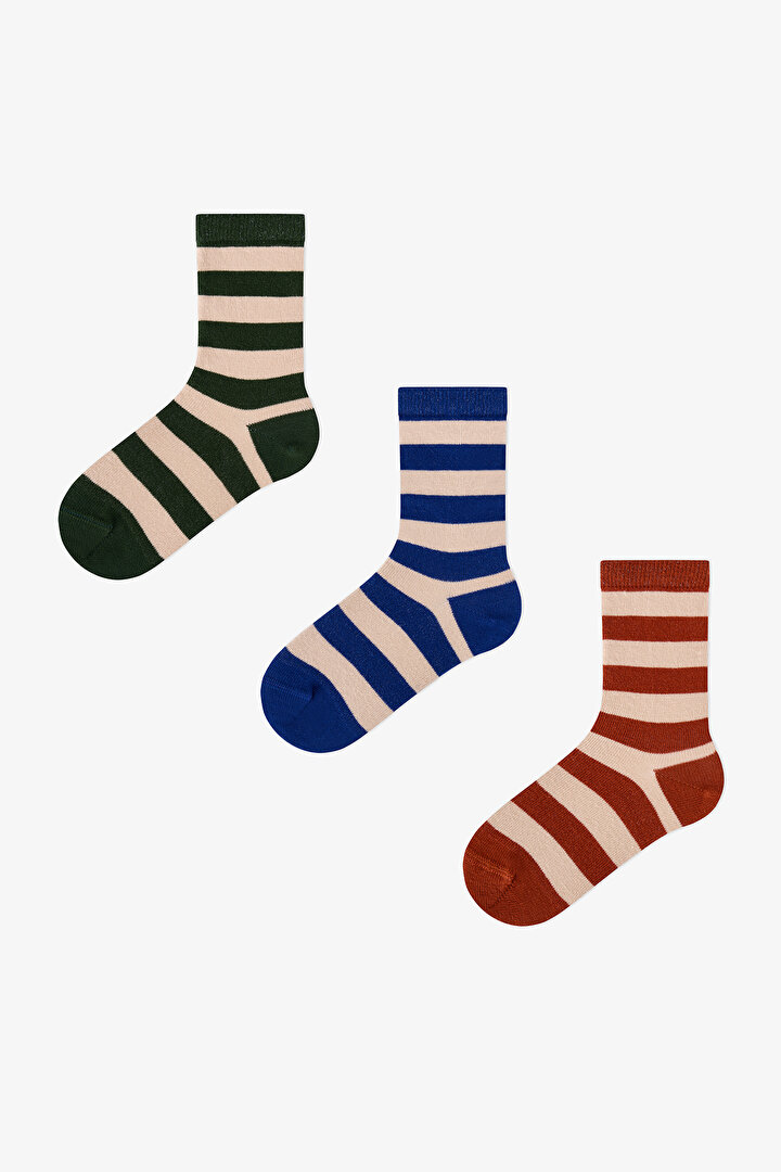 Erkek Çocuk Stripe Trio 3lü Soket Çorap - 1