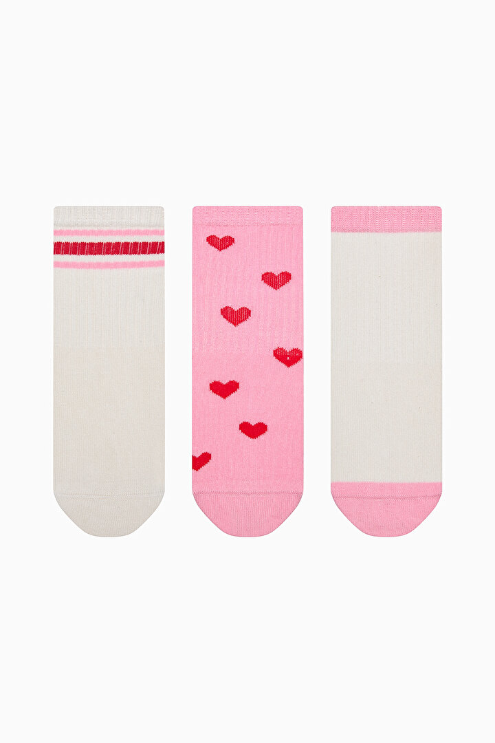 Girls Heart Multi Colour 3in1 Socket Socks - 1