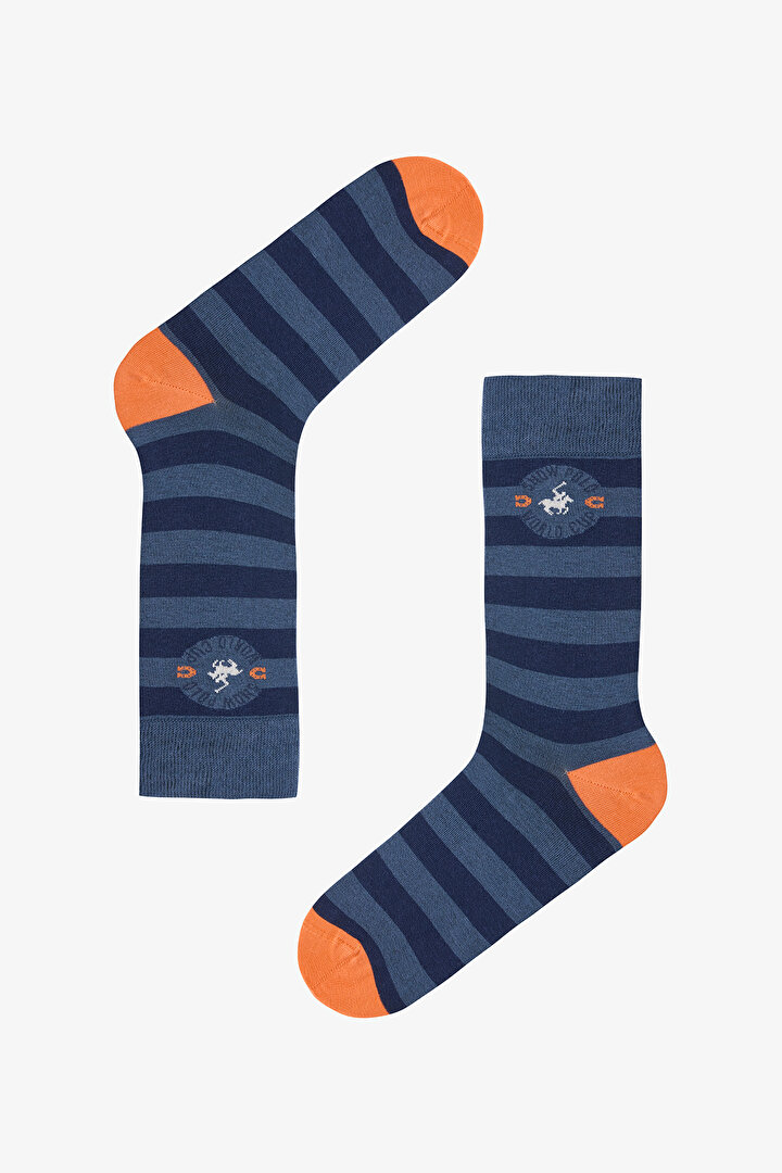 Çok Renkli Erkek Blue Stripe 3lü Soket Çorap - 2