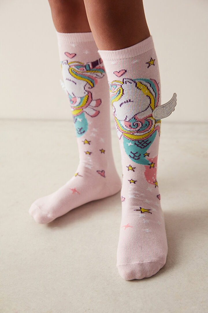 Kız Çocuk Wings Unicorn Çorap - 1