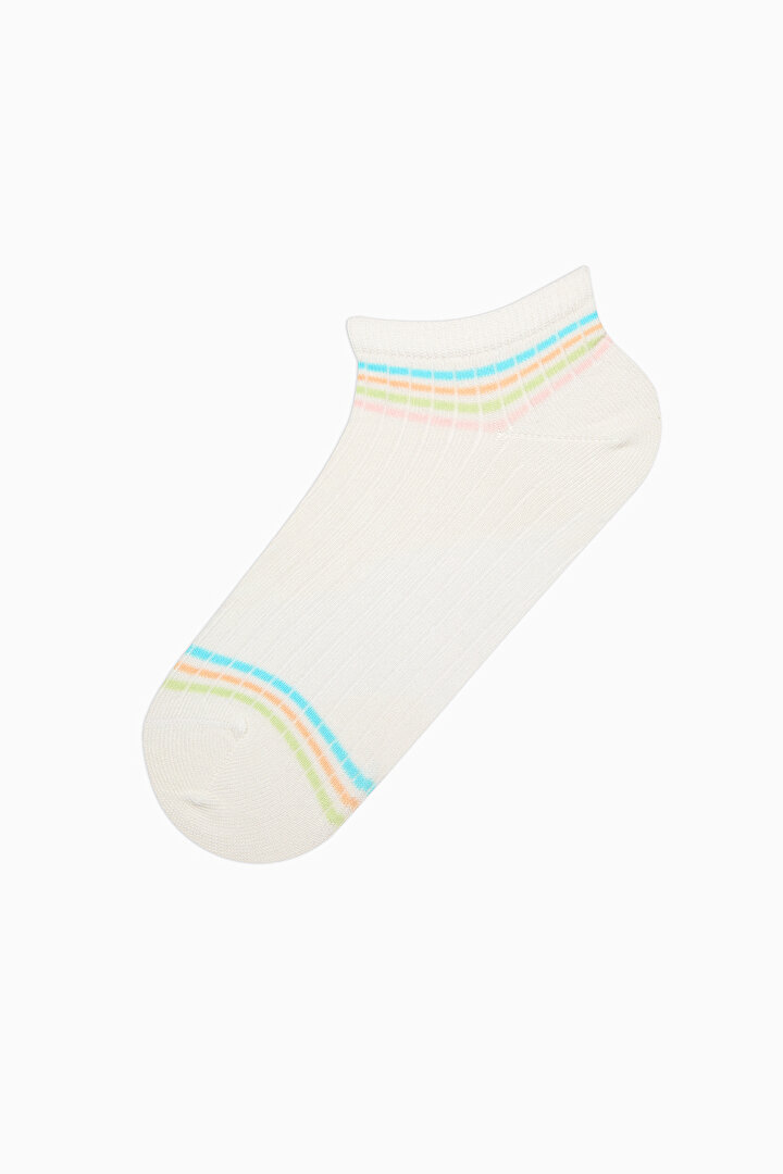 Colored Line Pink White Rib 3in1 Liner Socks - 2