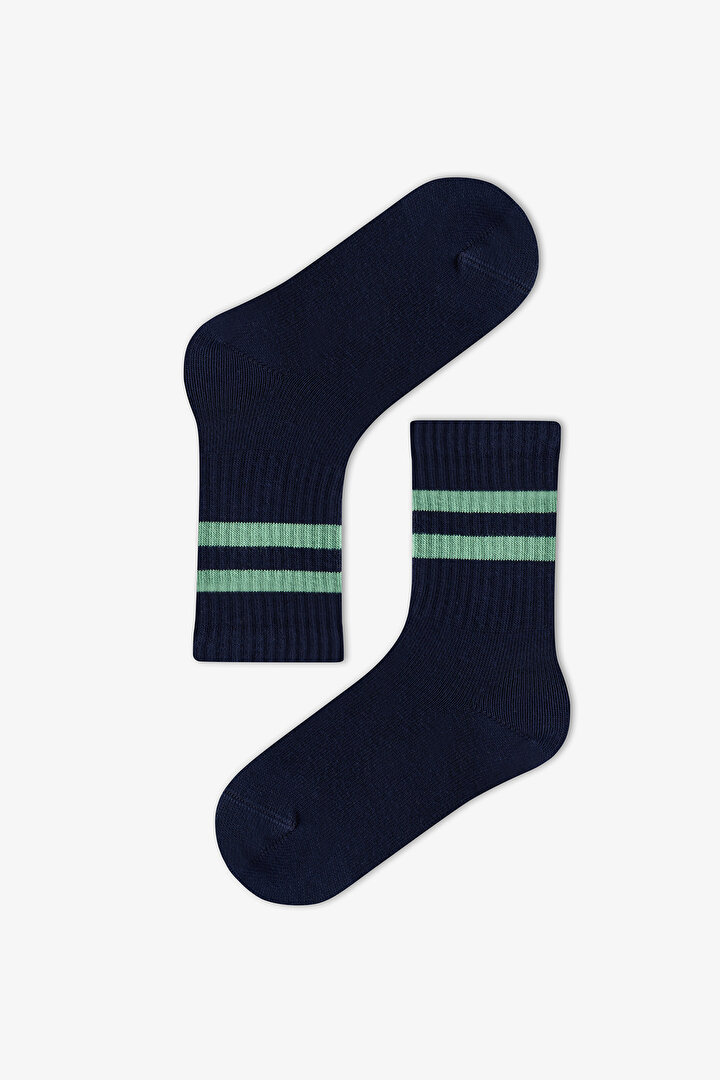 Erkek Çocuk Greeny Çizgili Pamuklu 3 Çift Soket Çorap - 2