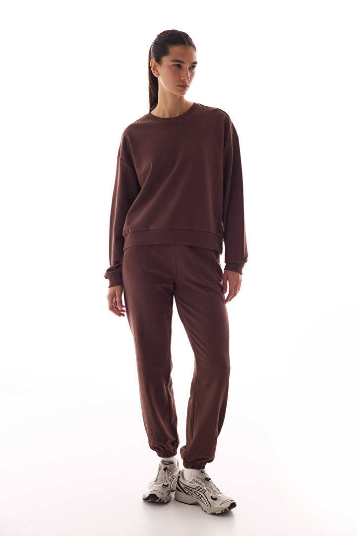 Kahverengi Dikiş Detaylı Active Sweatshirt - 2