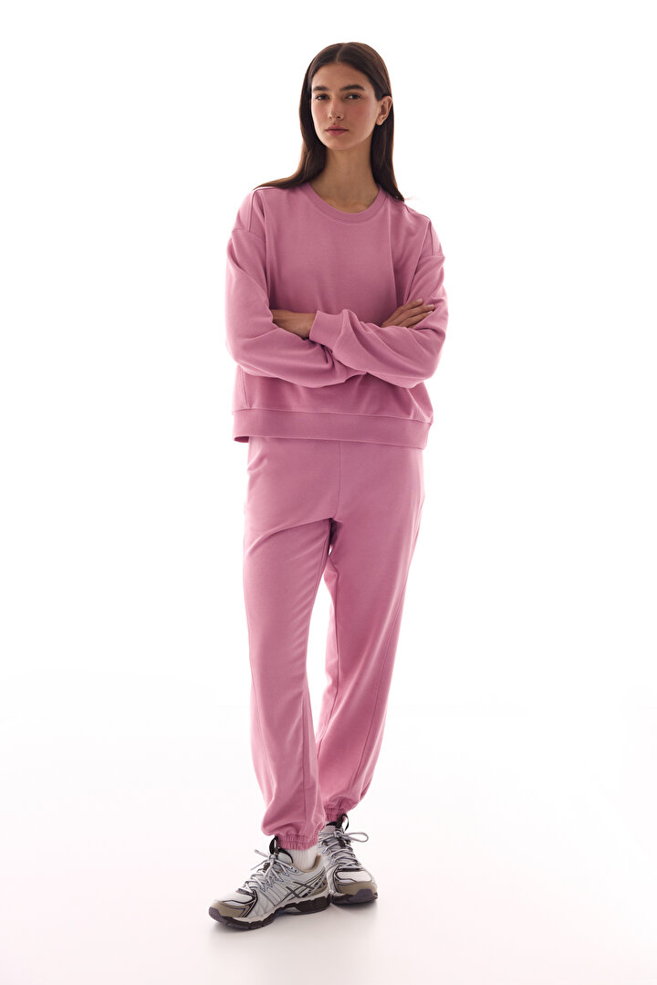Gül Pembesi Dikiş Detaylı Active Sweatshirt - 2