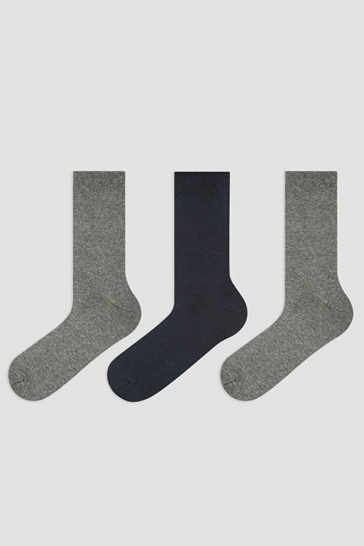 Çok Renkli Erkek Basic 3lü Soket Çorap - 1
