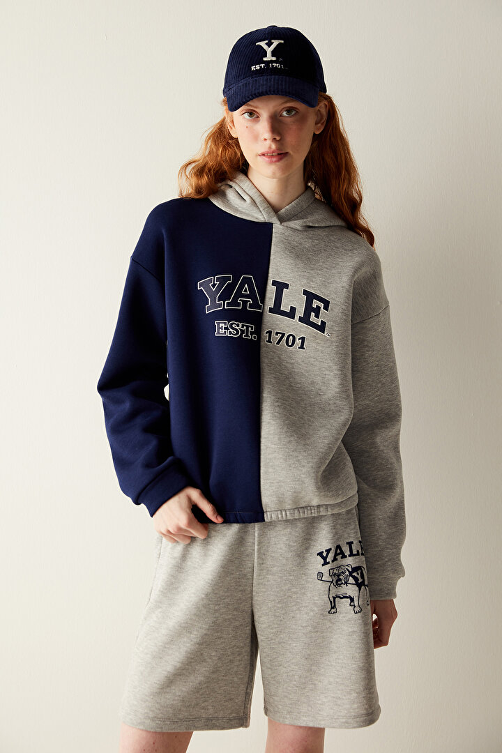 Yale Slogan Baksılı İki Renkli Sweatshirt - Unique Koleksiyonu - 1