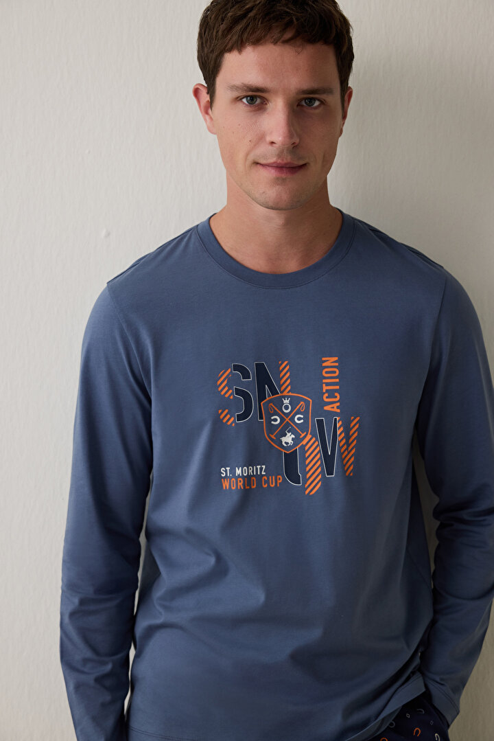 Erkek Snow Çizgili Pijama Takımı - 2