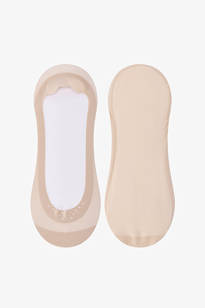 Lazer Kesim Kaydırmaz Topuk Babet Çorap - 1