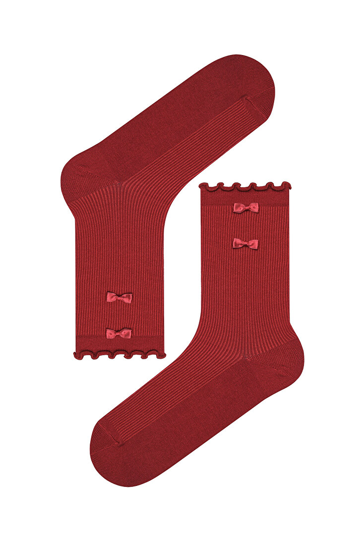 Mini Bowtie Burgundy Socket Socks - 1