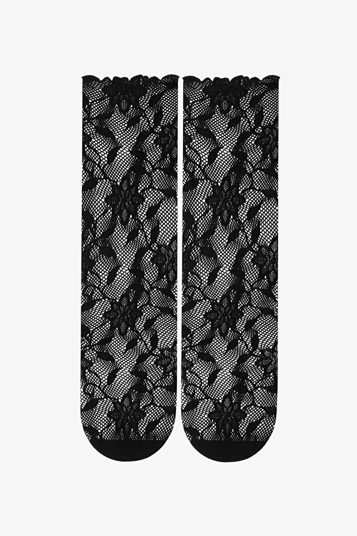 Çiçekli File Soket Çorap - 1