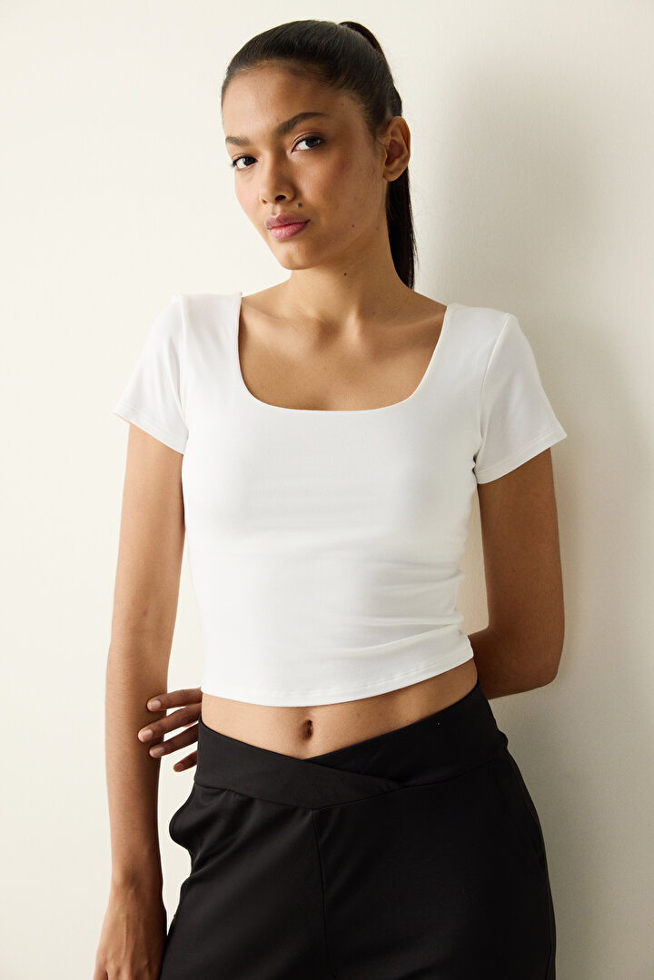 Square Neck Optic White Top - 2