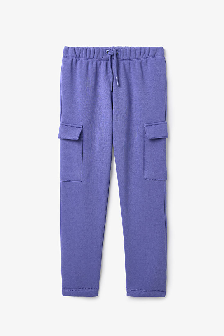 Mor Kız Çocuk Seam Oversize Yüksek Bel Kargo Jogger Pantolon - 2