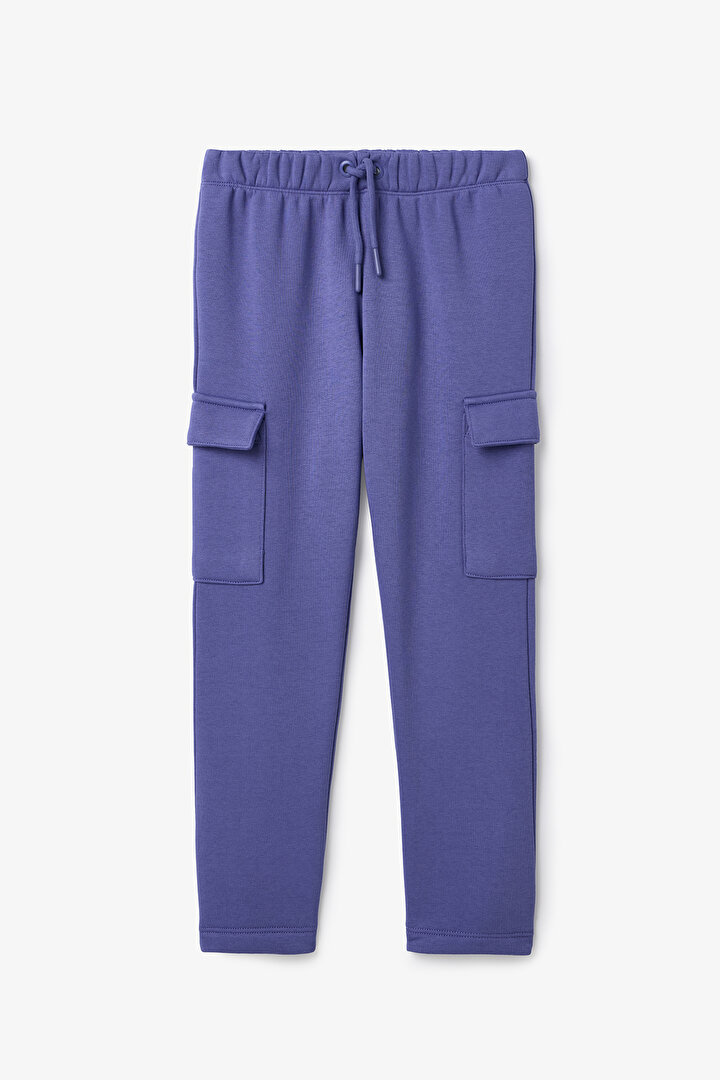Mor Kız Çocuk Seam Oversize Yüksek Bel Kargo Jogger Pantolon - 1