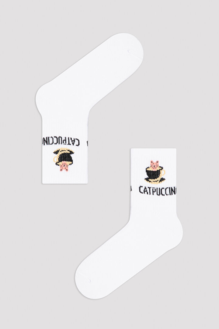 White Catpuccino Soket Socks - 1