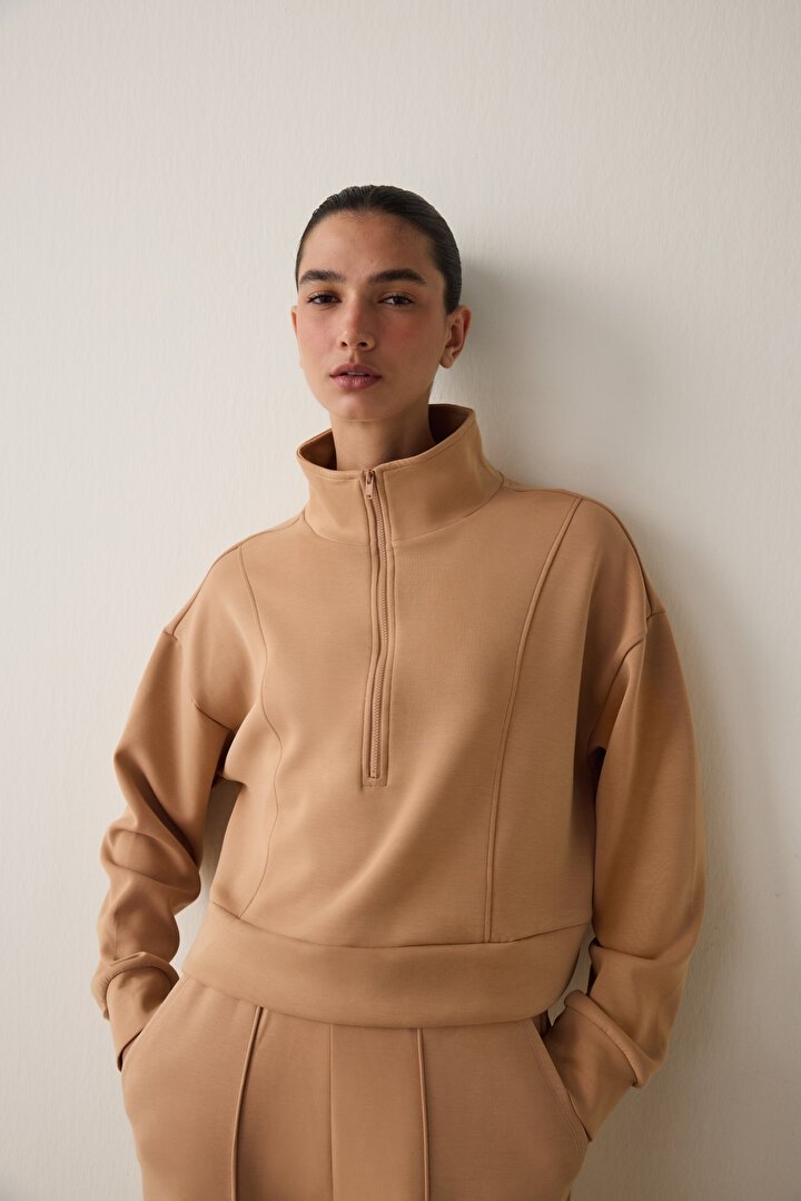 Silky Feel Half Zip Sweatshirt - 2