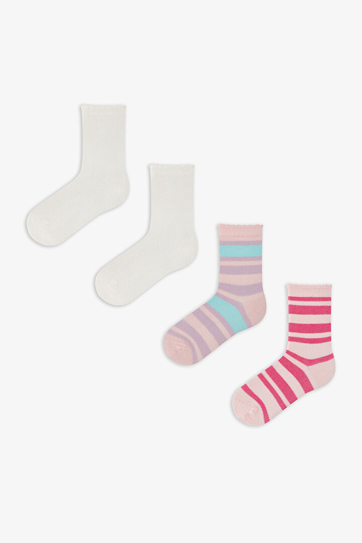 Renkli Kız Çocuk Cozy Club 4 'lü Soket Çorap - 1