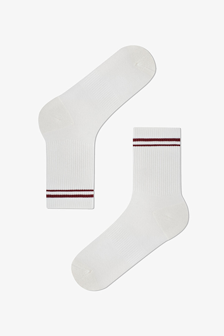 Bambu Karışımlı Çizgili Spor Tenis Soket Çorap - 1