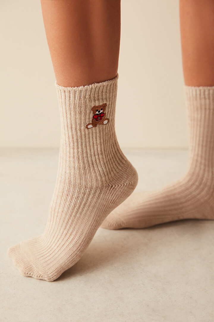 Warm Teddy Bear Soket Çorap - 1