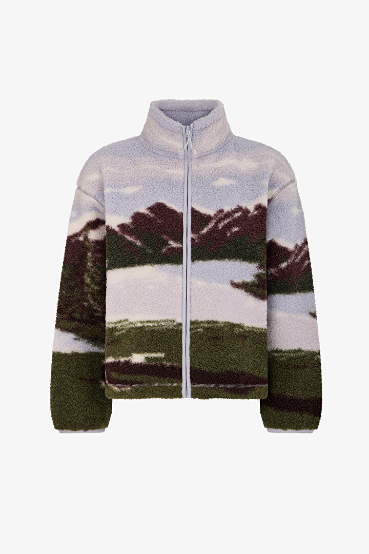 Landscape Printed Sherpa Long Sleeve Jacket - 2