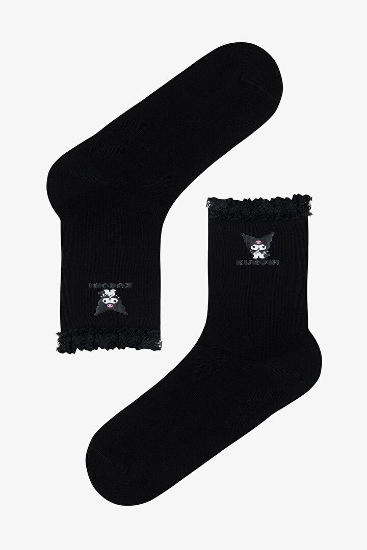 Pamuklu Kuromi Dantelli Soket Çorap - 1