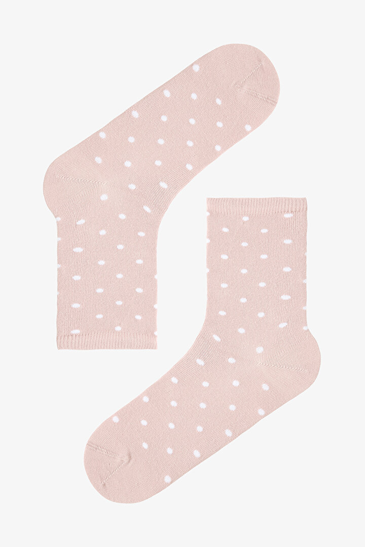 5 Çift Pamuklu Puantiye Desenli Soket Çorap - 2