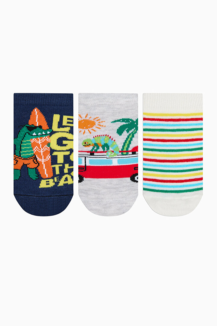 Boys Crocodile Multi Colour 3in1 Liner Socks - 1