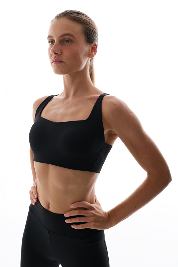 Black Cross Back Fixed Padding Sports Bra - 2