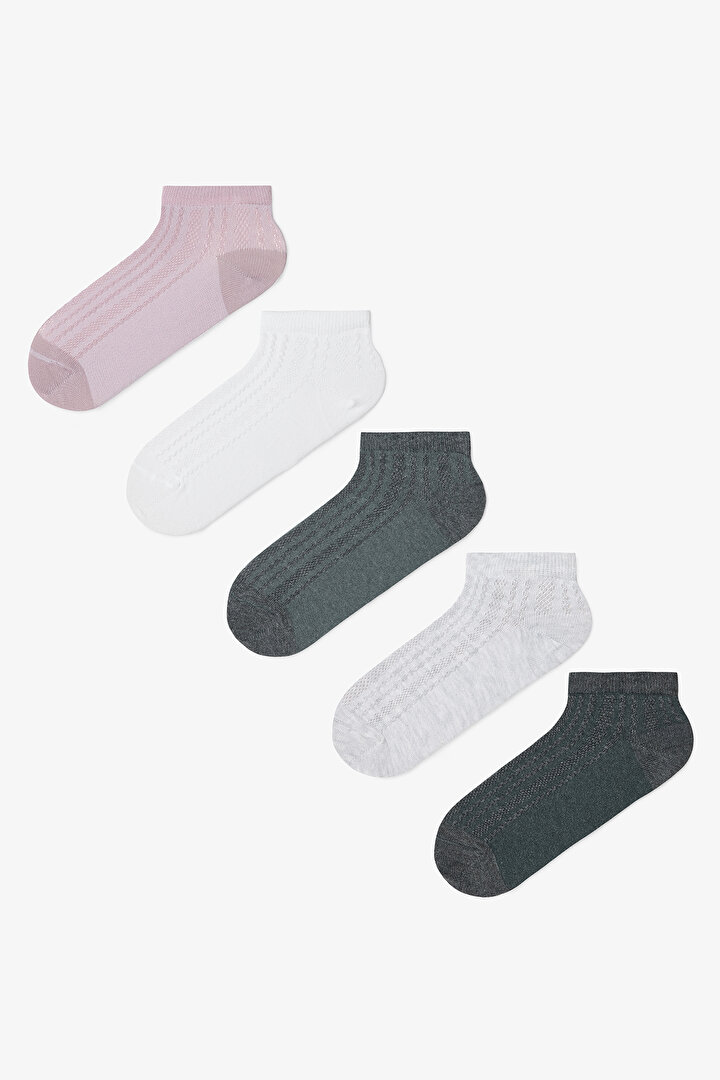 5 Pairs of Cotton Jacquard Patterned Liner Socks - 1