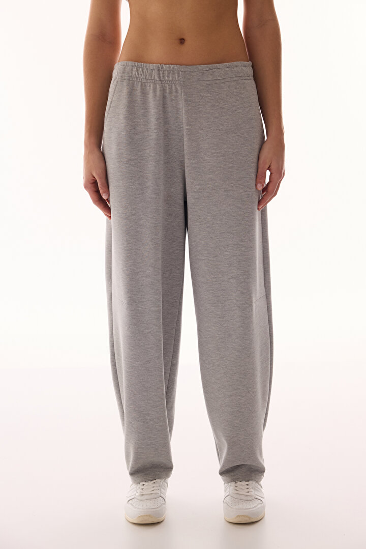 Gray Melange Modal Balloon Shaping Sweatpants - 2