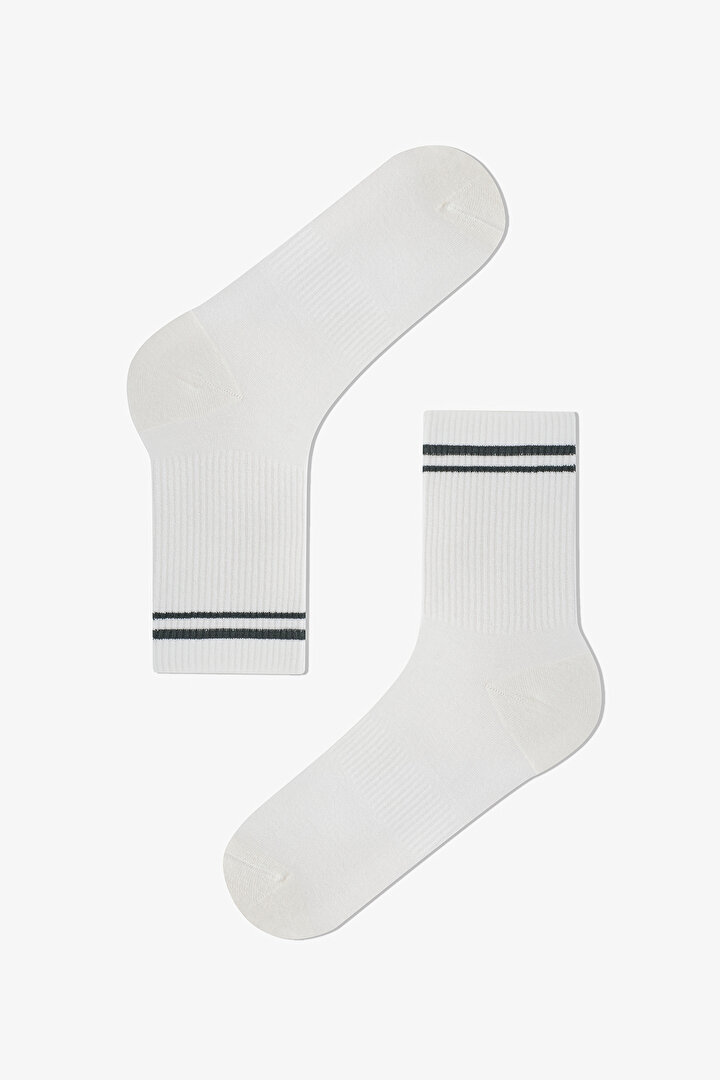 Bambu Karışımlı Çizgili Spor Tenis Soket Çorap - 1