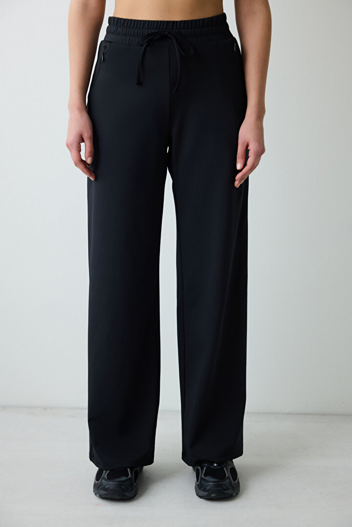 Loose Flare Active Black Pants - 2