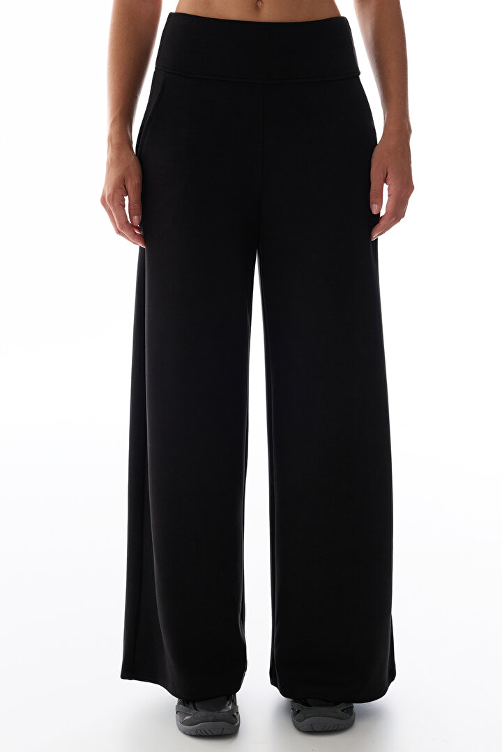 Black High-Waisted Wide-Leg Pants - 2