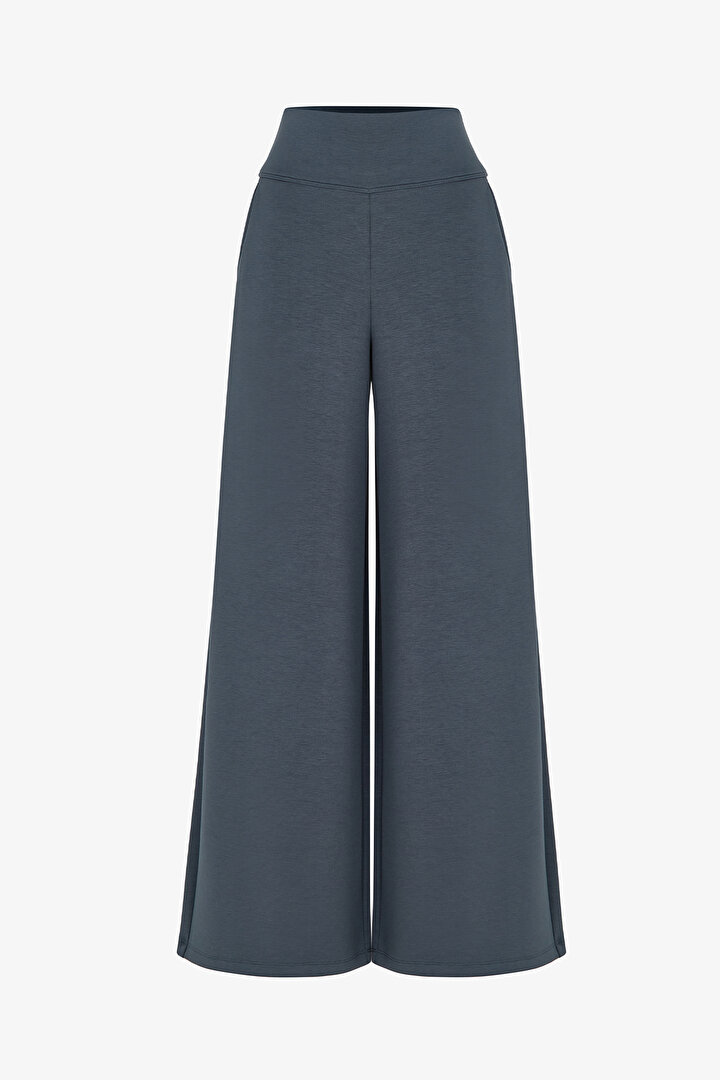 Grey High-Waisted Wide-Leg Pants - 1